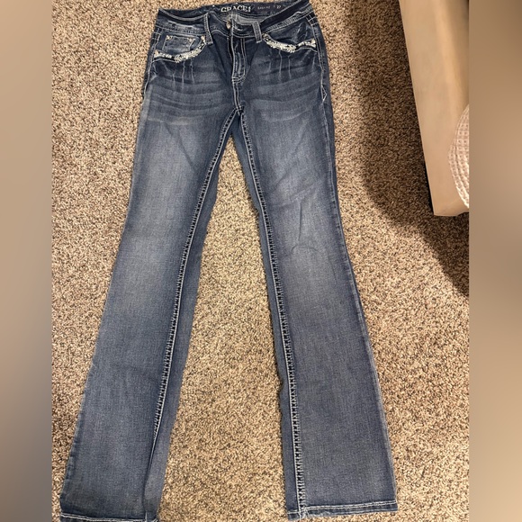 Grace in LA Denim - Grace in LA Dark Blue Boot Cut Jeans